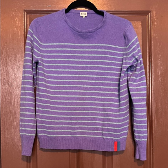 KULE Sweaters - Kule Purple Aqua Striped Cashmere Sweater M RARE HTF